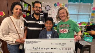  Student with big check